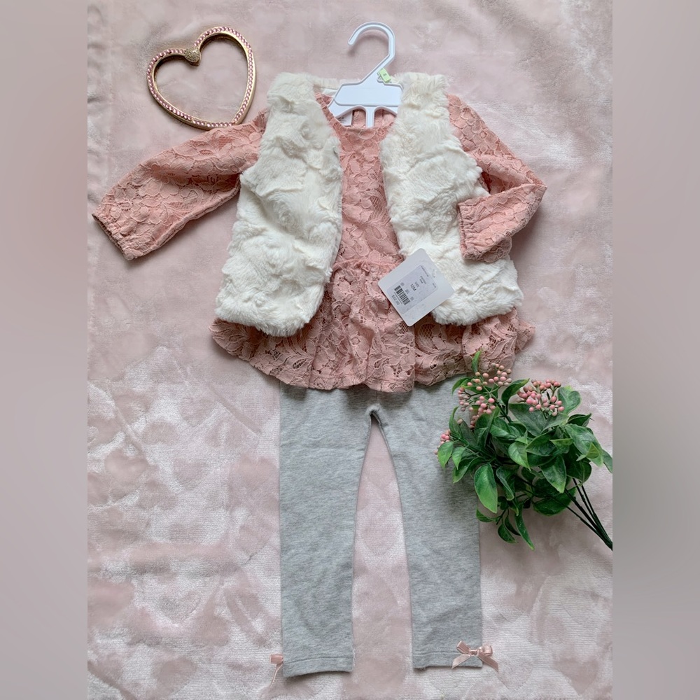 NWT 3- piece Starting out infant girls 12 month  baby girls dress & leggings